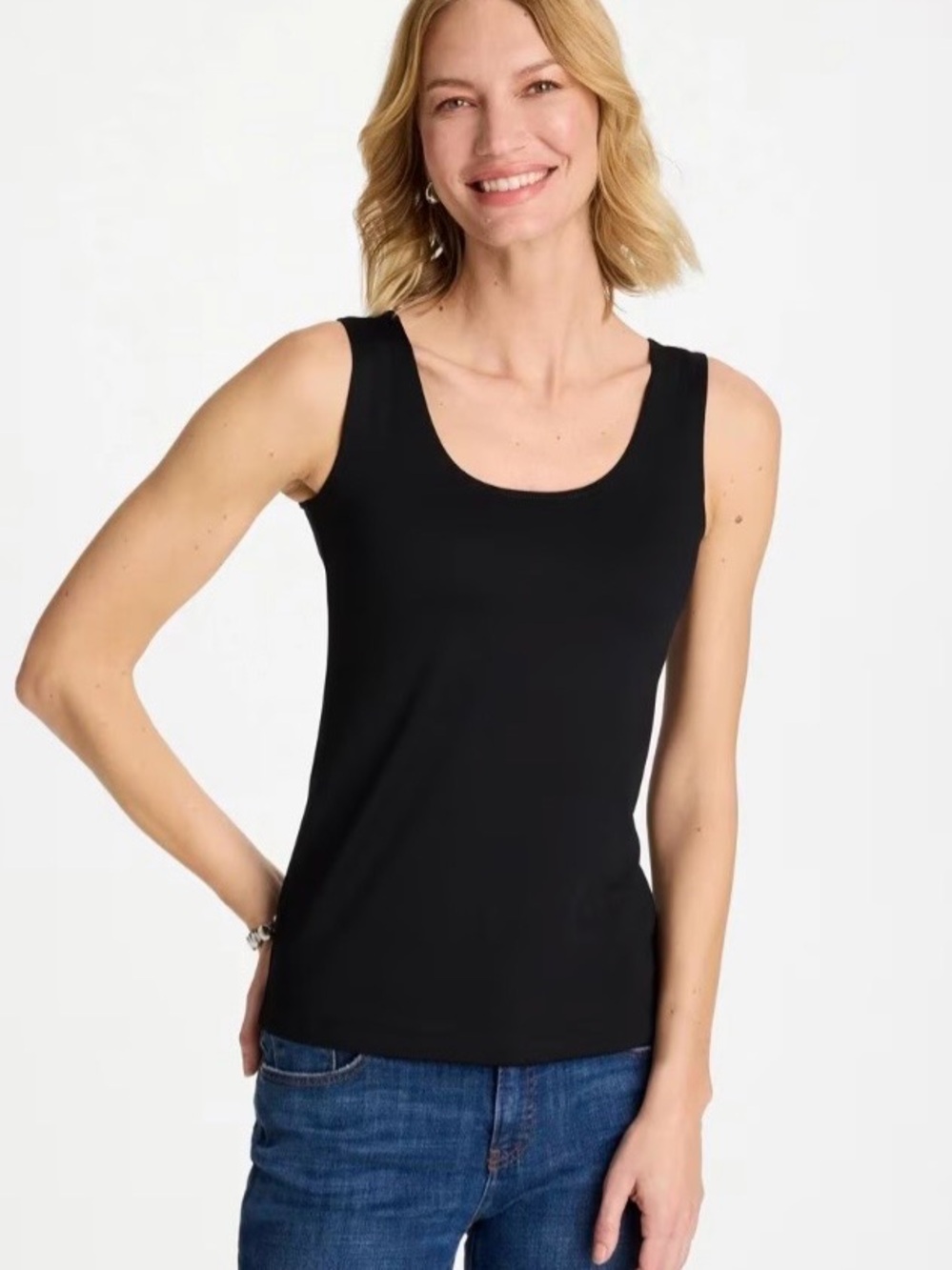 Chico’s Travelers Black SlinkyKnit 
TankTop XS2 Travel Layering Capsule Wardrobe